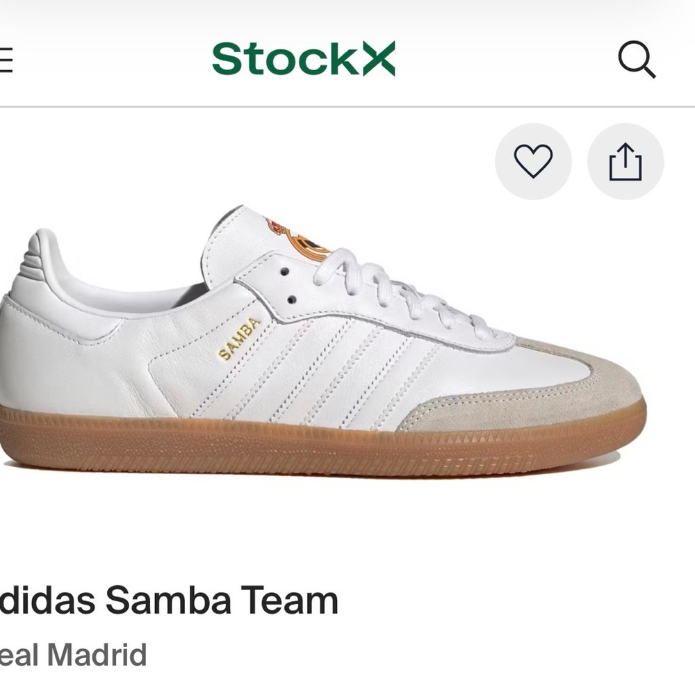 Adidas Samba Team Madrid White with Gum Sole, sz 7.5 M, sz 9 W, great condition!
